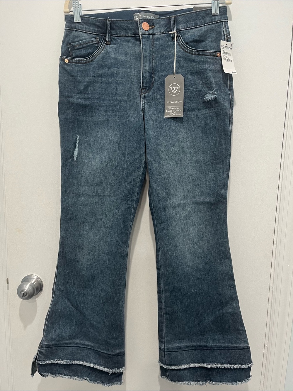Wit & Wisdom “Ab”solution Slimming Wide Leg Fringe Jeans Sz 10P NWT